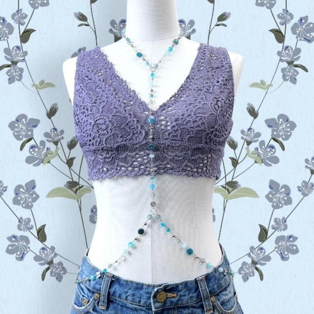 Blue Butterfly Beaded Body Chain